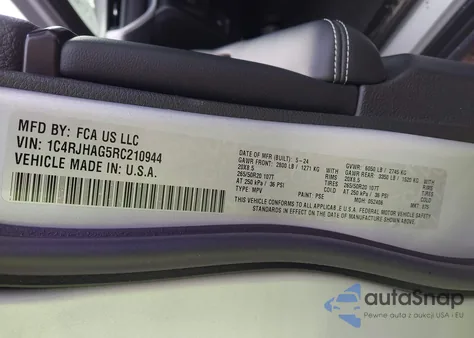 2024 Jeep Grand Cherokee Altitude X 4X4 from USA, damaged, VIN 1C4RJHAG5RC210944